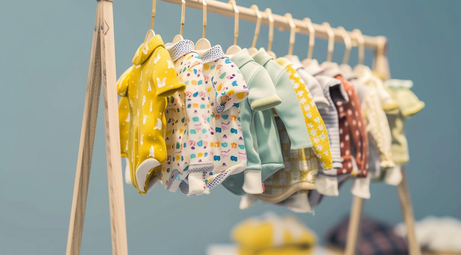 adorable newborn clothes on rack